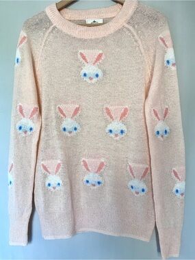 Titicaca Bunny Knit Sweater Blush Pink Rabbit Kawaii Made in Korea
